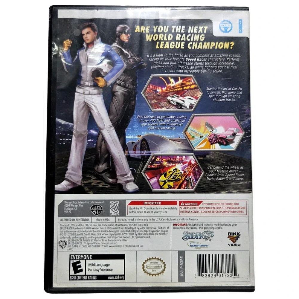 Speed Racer The Videogame Nintendo Wii Video‎ Game Warner Bros Racing Action